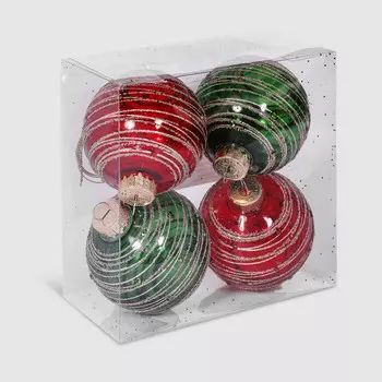 Набор елочных игрушек Unique Treasures 4 шт зеленый/красный