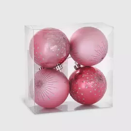 Набор елочных игрушек Unique Treasures AL804AB-4311 4 шт розовый