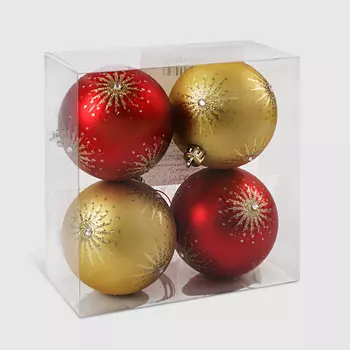 Набор елочных игрушек Unique Treasures AL804AB-9372RG 4 шт красный/золото