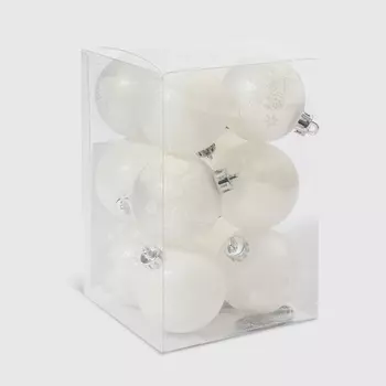 Набор елочных игрушек Unique Treasures белый, 12шт