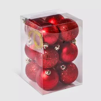 Набор елочных игрушек Unique Treasures красный, 12шт