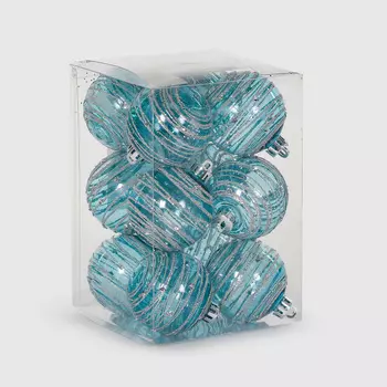 Набор елочных игрушек Unique Treasures синий 6 см 12 шт