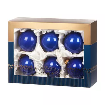 Набор елочных шаров Irena синий 8 см 6 шт