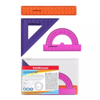 Набор геометрический малый пластиковый Erich Krause Caribbean Sunset в zip-пакете