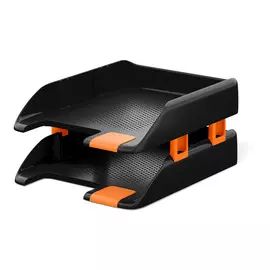 Набор из 2 пластиковых лотков для бумаг Erich Krause Forte Accent черный с оранжевой вставкой