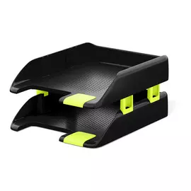 Набор из 2 пластиковых лотков для бумаг Erich Krause Forte Accent черный с желтой вставкой