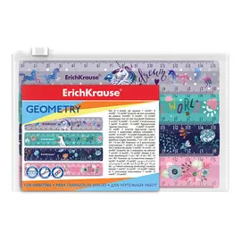 Набор из 4 пластиковых линеек Erich Krause 15 см мультиколор