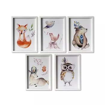 Набор из 5 постеров в пластиковой раме Симфония "лесные зверята", размер 210*300мм