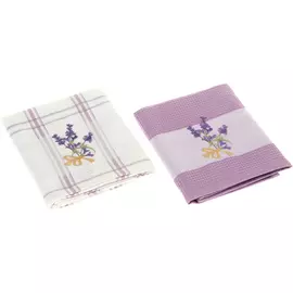 Набор кухонных полотенец Asil белых с фиолетовым 45х70 см