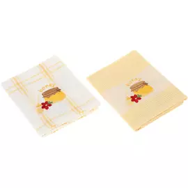 Набор кухонных полотенец Asil белых с жёлтым 45х70 см