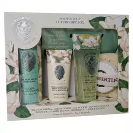 Набор La Florentina Магнолия Пена 500 мл, Лосьон 200 мл, Гель для душа 250 мл, Мыло 115 г, Спонж