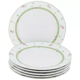 Набор мелких тарелок Thun Menuet декор Роза 24 см 6 шт