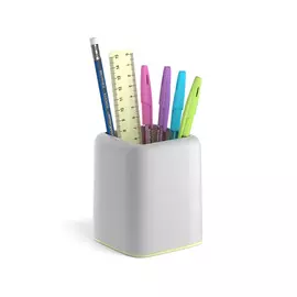 Набор настольный пластиковый Erich Krause Forte Pastel белый с желтой вставкой 6 предметов