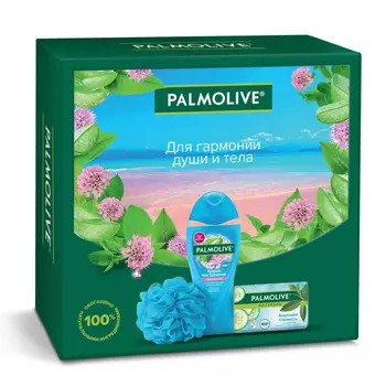 Набор подарочный Palmolive Твой массаж гель для душа, мыло, мочалка