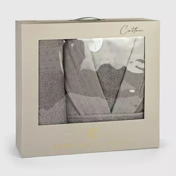 Набор Pupilla Diaro халат темно-серый мужской, полотенца 2 шт