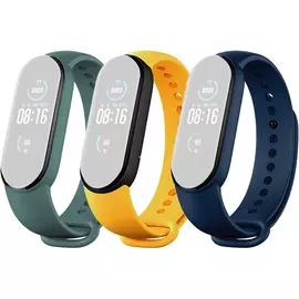 Набор ремешков для умных часов Xiaomi Mi Smart Band 5 Strap 3-Pack Navy Blue-Yellow-Mint Green BHR4640GL