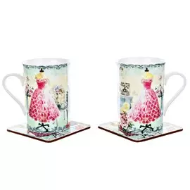 Набор роз,платье 2 кружки 300мл +2 подст French garden M-1603-2