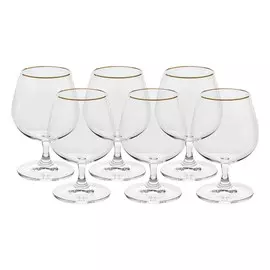 Набор рюмок для бренди Crystalite Bohemia Sylvia отводка золото 400 мл 6 шт