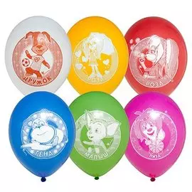 Набор шаров Веселая затея рис барбоскины 30см 5шт.