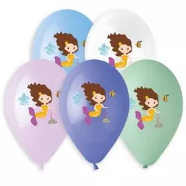 Набор шаров Веселая затея рис русалочка 5цв 36см 5шт