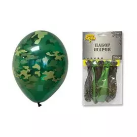 Набор шаров Веселая затея шелкографиякамуфляж 36см5шт.