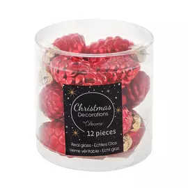 Набор шишек в тубе Kaemingk 60мм 12шт красн стекл