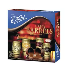 Набор шоколадных конфет E.Wedel Happy Barrels Cocktail с ликерной начинкой 200 г