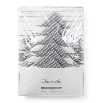 Набор столового белья Cleanelly Basic accent бело-серый