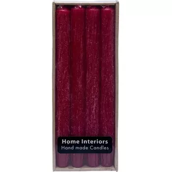 Набор столовых свечей Home Interiors темно-красные 25 см 4 шт