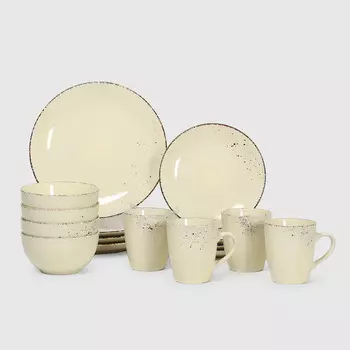 Набор столовый Meibo 16 предметов бежевый керамика