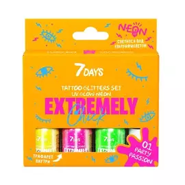 Набор светящихся тату-глиттеров UVglow Neon Party passion 3 шт