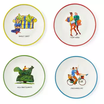 Набор тарелок пирожковых Spode Кит Кемп Дудлс костяной фарфор 15 см 4 шт