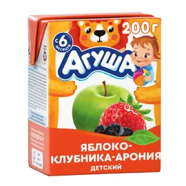 Напиток Агуша яблоко, клубника, рябина черноплодная, 200 мл
