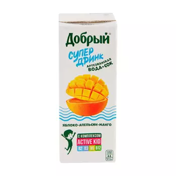 Напиток сокосодержащий Добрый Яблоко-апельсин-манго, 0,2 л