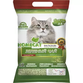 Наполнитель HOMECAT Эколайн Зеленый чай комкующийся 6 л