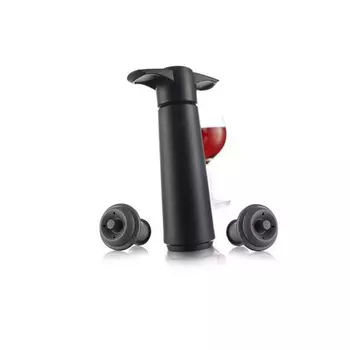 Насос вакуумный и 2 пробки черный Vacu vin