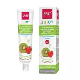 Натуральная укрепляющая детская зубная паста без фтора SPLAT Juicy со вкусом КИВИ и КЛУБНИКИ, 35 мл