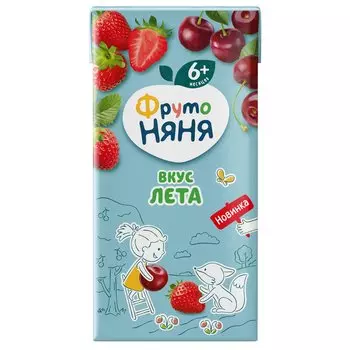 Нектар ФрутоНяня из яблок, черноплодной рябины, вишни, черешни и клубники с 6 месяцев, 200 мл