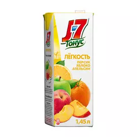 Нектар J7 Тонус Апельсин-Яблоко-Персик с мякотью 1,45 л