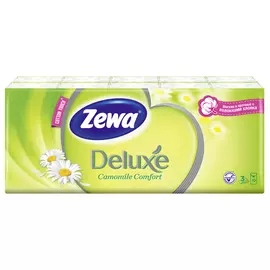 Носовые Платки Zewa Deluxe Ромашка, 3 слоя, 1 упаковка 10 шт