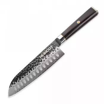 Нож кухонный Heimcut Santoku 18 см, дамасская сталь VG10 (67 слоев)
