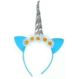Ободок Страна Карнавалия Единорог с ромашками синий