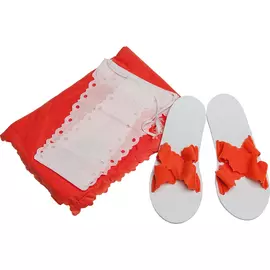 Одноразовый набор для женщин, для бани и сауны (парео, тапочки и трусики), оранжевый"Банные штучки"/20