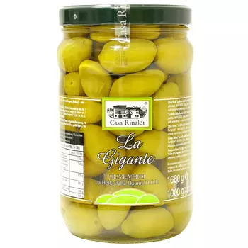 Оливки зеленые Casa rinaldi гигант ggg стеклянная банка 1700 г