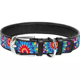 Ошейник для собак COLLAR Waudog с рисунком Цветы 12 мм 19-25 см Черный