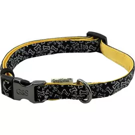 Ошейник для собак GREAT&amp;SMALL С принтом косточки 10x200-350 мм Черный