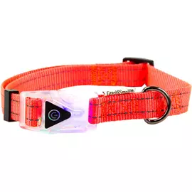 Ошейник для собак GREAT&amp;SMALL со светящейся застежкой 35-45 см оранжевый