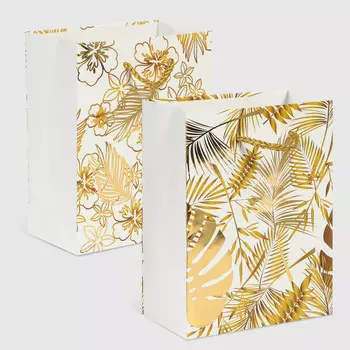 Пакет подарочный Due Esse Christmas foglie 14x8x18 см в ассортименте