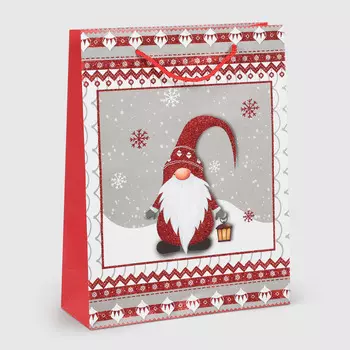 Пакет подарочный Due Esse Christmas gnomo di natale 25x10x33 см