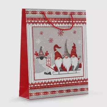 Пакет подарочный Due Esse Christmas gnomo di natale 33x11x42 см